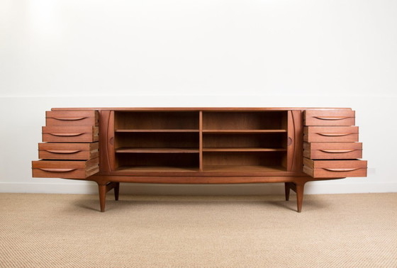 Image 1 of Large Danish teak sideboard, Model U15, by Johannes Andersen for Uldum Mobelfabrik, 1966