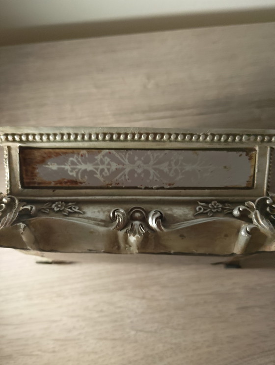 Image 1 of Rocco-style jewelry box in solid silvered spelter, signature