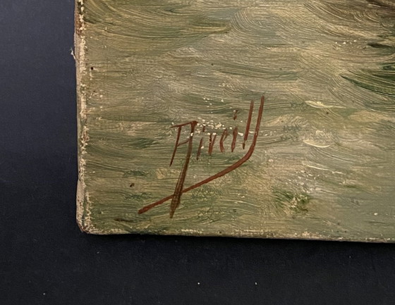 Antiek Frans olieverfschilderij met zeegezicht van Aiveill, begin 20e eeuw. – Schilderijen & Tekeningen (photo 6 of 8)