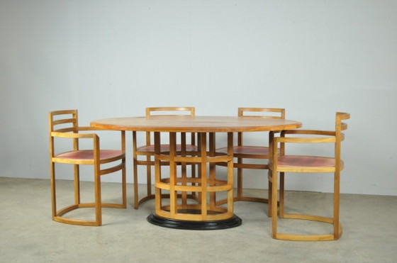 Image 1 of Eccezionale set da pranzo in legno di alberi da frutto in stile Art Déco, anni '80
