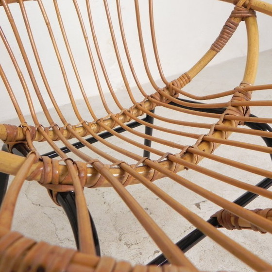 Image 1 of Juego de 2 sillas infantiles de ratán y bambú Rohe Noordwolde, años 50