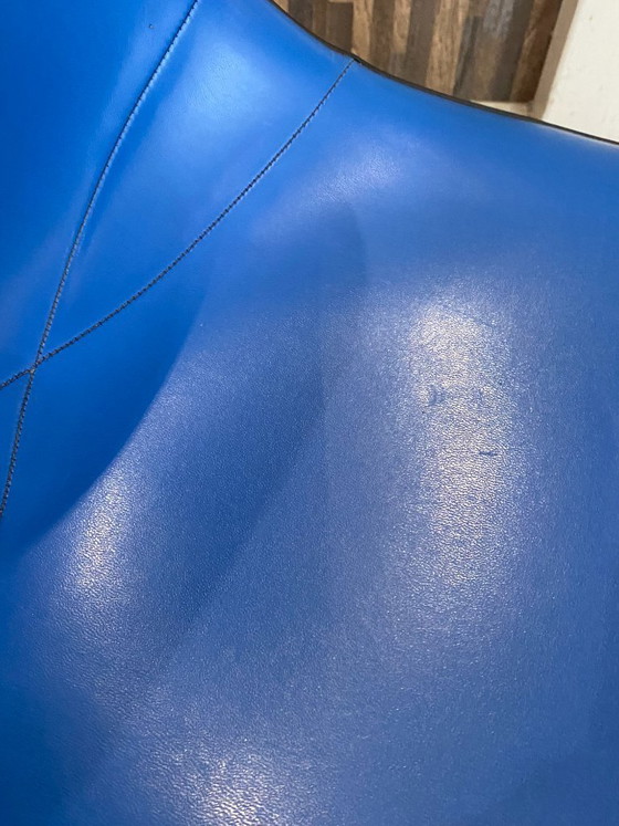 Image 1 of DSX chair, blue fiberglass, vinyl upholstery, Eames Herman Miller vintage 70s