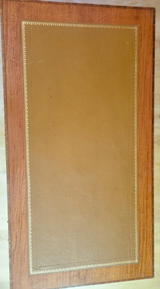 Image 1 of Elegant lady's writing desk - early 20th century - in mahogany and leather, and matching chair