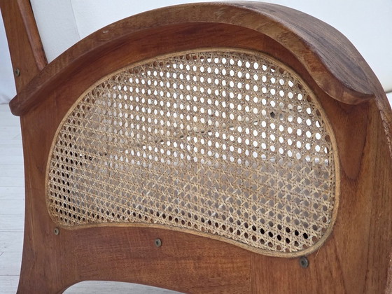 Image 1 of Anni '70, divano danese a 2 posti di Klaus Wettergren, tessuto di cotone, rete per mobili, legno di teak.