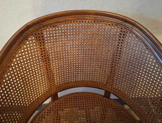 Image 1 of Sillón de media luna de ratán y madera noble, estilo Luis XV, principios del siglo XX