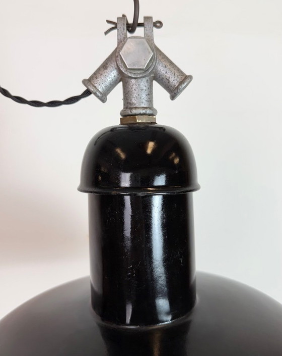 Image 1 of Black Enamel Industrial Pendant Lamp from AEG, 1930s
