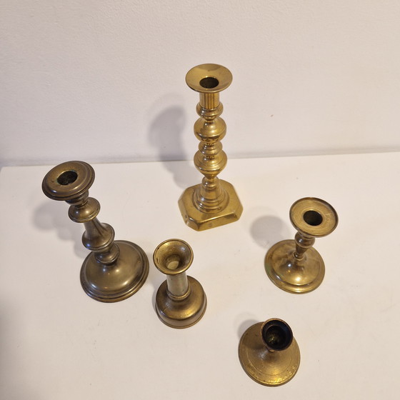 Image 1 of Set di candelieri vintage in ottone e rame
