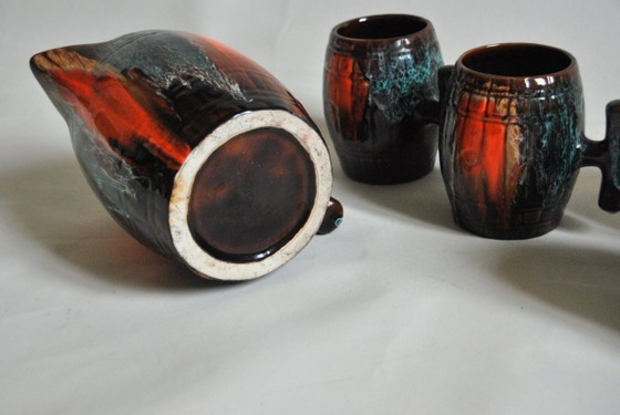 Image 1 of Vintage keramische sinaasappelsapset uit Vallauris, Frankrijk, jaren 1950, set van 6