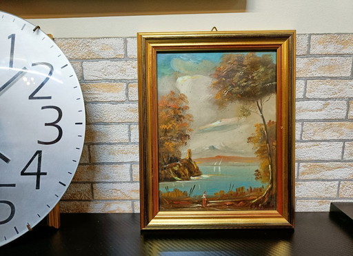 Antique oil painting on wood from the early 1900s