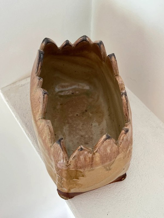 Image 1 of Glazed Earthenware Planter Signed - Handmade - Years 60-70