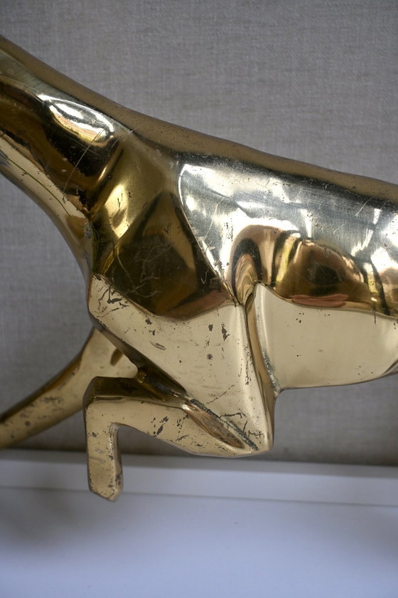 Image 1 of Hollywood Regency XL vintage brass dog statue