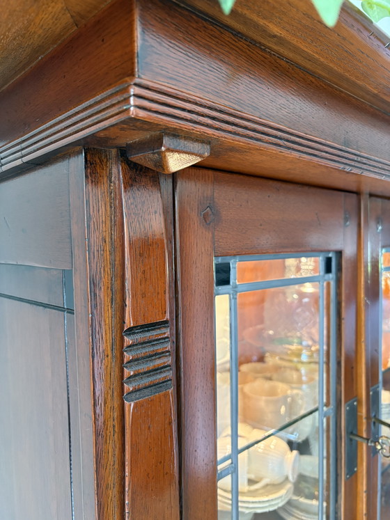 Image 1 of Schuitema buffetkast met glas in lood deuren Jugendstil