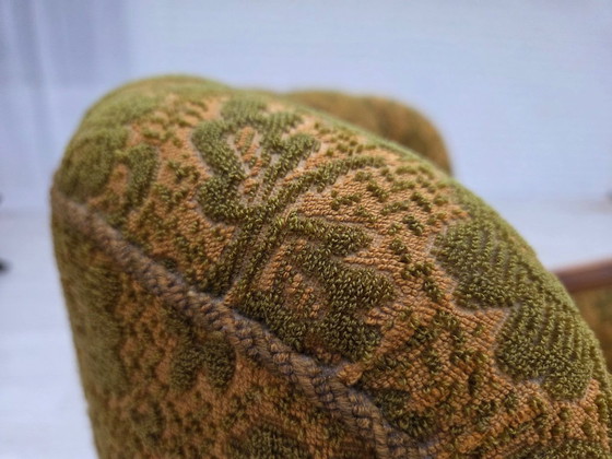 Image 1 of Poltrona danese degli anni '50, mobili in lana, legno di quercia intagliato a mano.