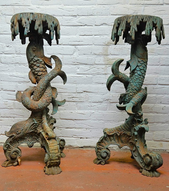 Image 1 of Monumental Rococo-style Bronze Pedestals