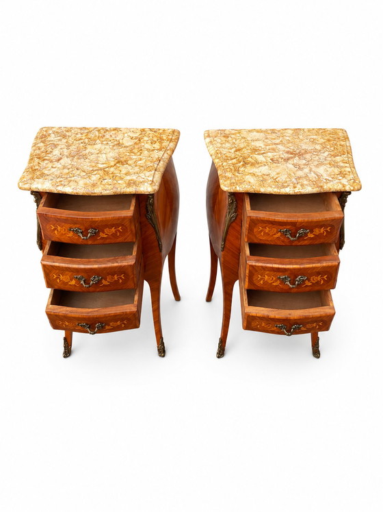 Paire de table de chevet style Louis XV en Bois de Rose – Tables de nuit, Wood, Marble (photo 3 of 10)