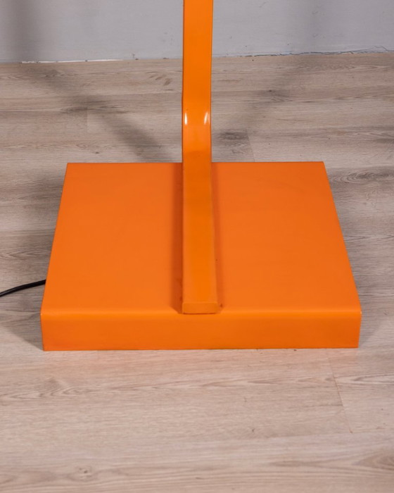 Vintage Space Age Italian Orange Metal and Acrylic Glass Floor Lamp, 1970s – Floor lights (photo 13 of 14)