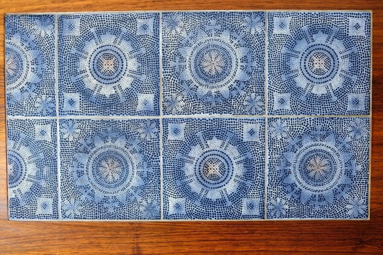 Image 1 of Rosewood Coffee Table with Blue Ceramic Tiles, Denmark, 1960s