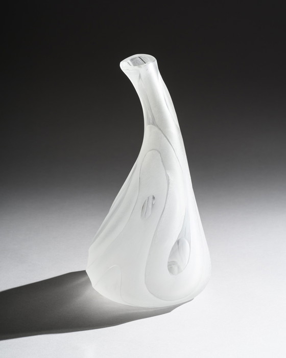 Image 1 of Brutalistische Kunstglasvase, deutsches Studio, signiert HM 1978, Hanns Model Stuttgart, 32 cm