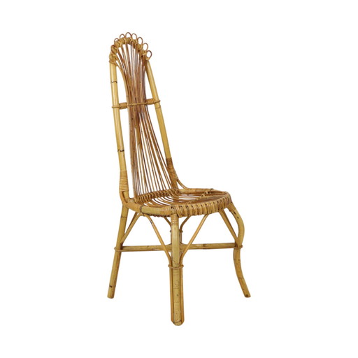 Chaise en rotin de bambou Boho Mid Century