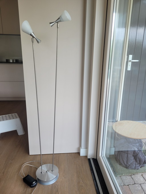 Modern Adjustable Floor Lamp. Stainless steel and glass.