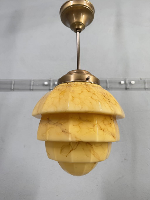 Lampada a sospensione marmorizzata Art Déco