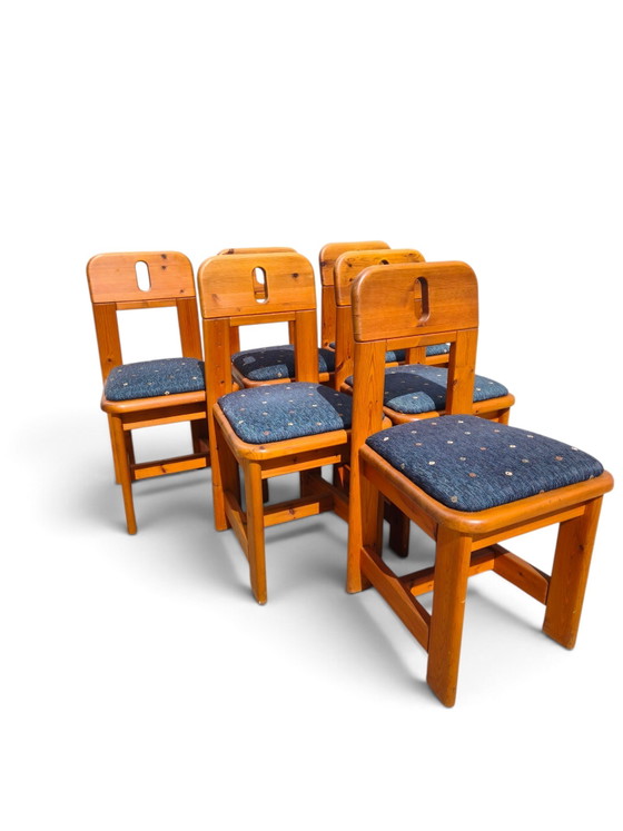 6 Rare WASA Dining Chairs – Textile, Wood (photo 2 of 8)