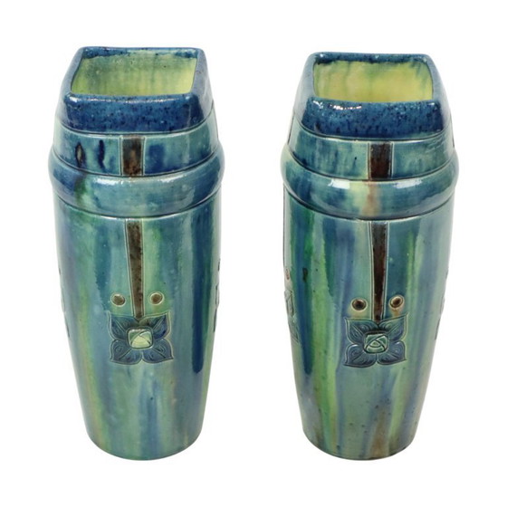 Image 1 of Art Nouveau Vases Flemish Pottery