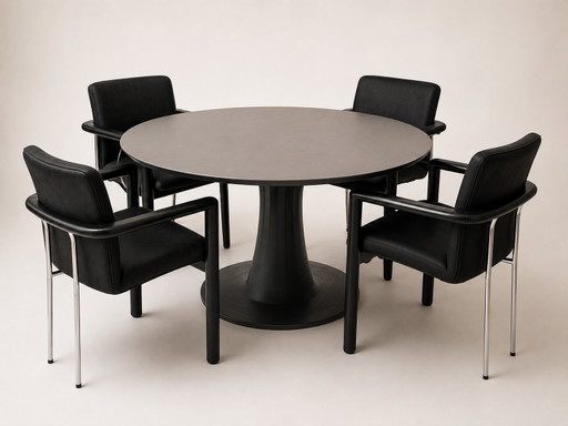 Leolux dining set – eetkamerset, Leather, Metal