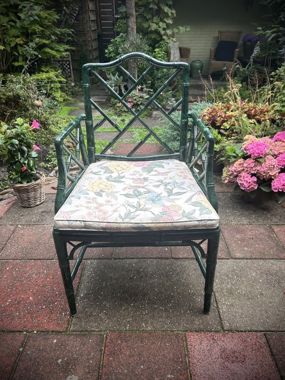 4 Chinese Chippendale Chinoiserie Fauteuils. – Eetkamerstoelen, Bamboo (photo 6 of 6)