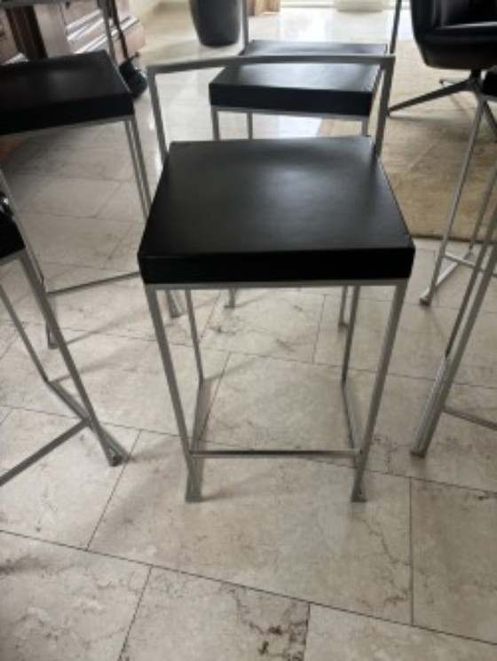 Image 1 of 6 bar stools Lapalma Cubo S62 black leather