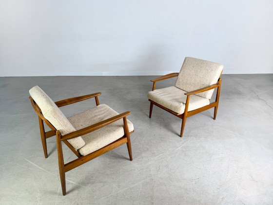 Image 1 of 2x Midcentury easy chair light vintage 1960s lounge chair