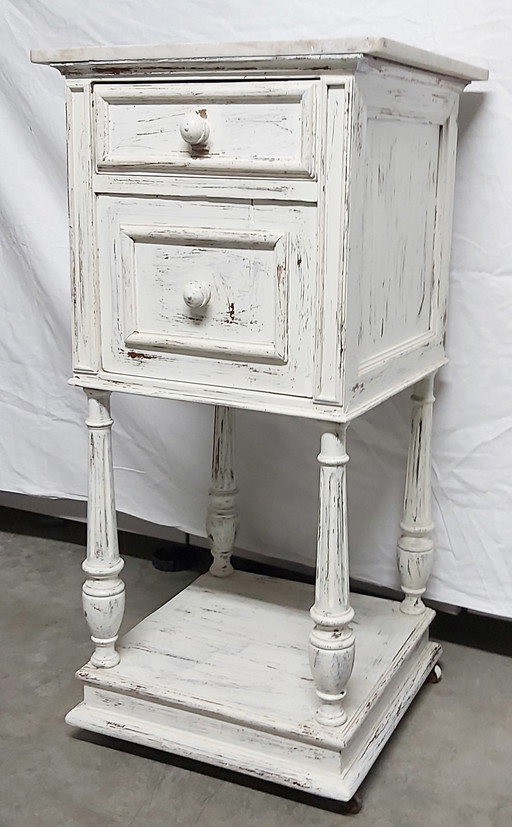 Table de chevet ancienne avec plateau en marbre