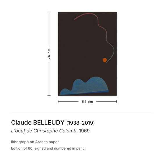 Image 1 of Claude BELLEUDY L'oeuf de Christophe Colomb Signed lithograph 1969