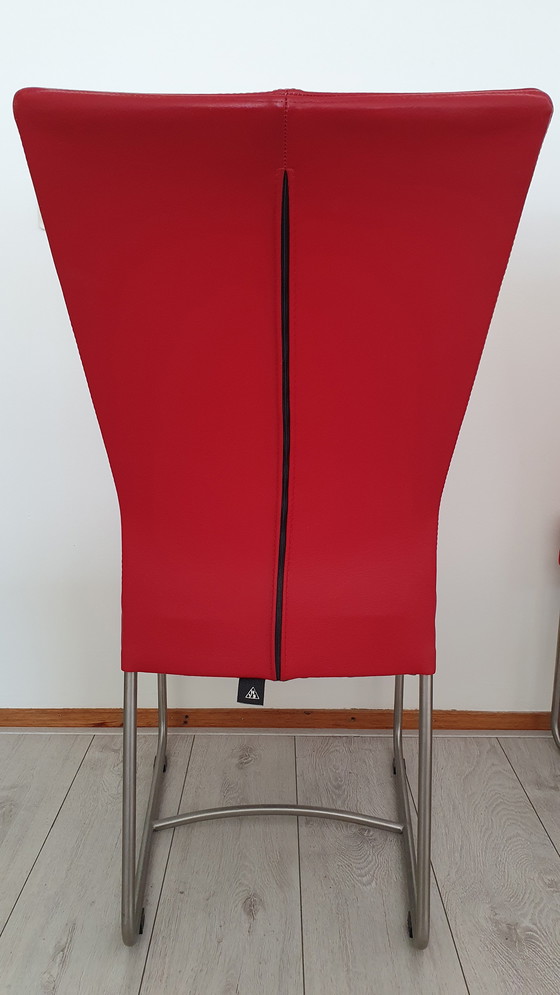 Image 1 of 4 sedie da pranzo in pelle rossa HVS