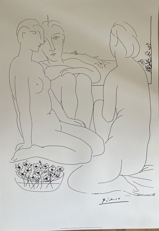 Pablo Picasso nach (1881-1973), "Trous Femmes Nues Et Une Coupe D'Anemones", SOFAM Belgien , Gedruckt in Italien