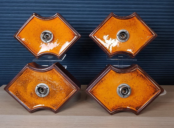 Image 1 of Satz von 4 Keramik-Wandlampen, Pan Keramik-Wandlampen 1970er Jahre