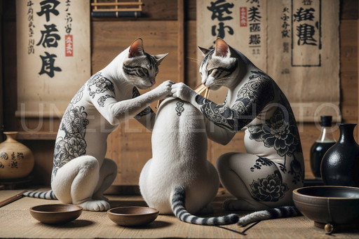 Salon de tatouage pour chats / Série limitée et signée / Impression plexi ou alu / Décoration Intérieure unique