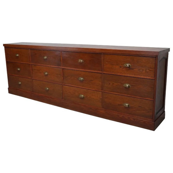 Image 1 of Großer, antiker Art-Deco-Ladenschrank/Sideboard aus niederländischer Eiche, 1930er Jahre