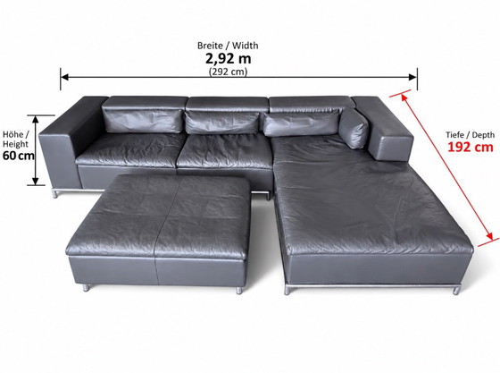 de Sede DS-7 Corner sofa with ottoman in grey leather (photo 7 of 9)