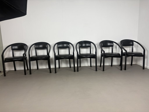Sillas de comedor de cuero posmodernas modelo Nostro de Anderas Weber para Rosenthal Einrichtung, Alemania, década de 1980,