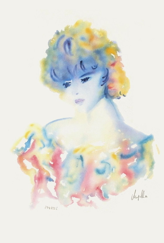 Image 1 of Cécile Chapellier Young Girl in Profile II Signed lithograph