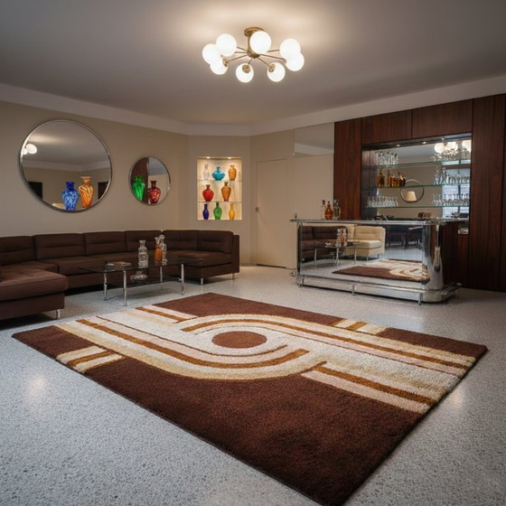 Image 1 of 1970s Museum-Grade Avant-Garde Wool Rug The Epithet of Space Age Luxury. Made in Italy