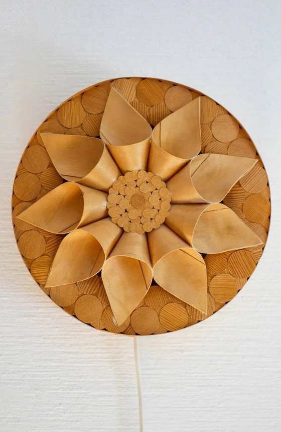 Image 1 of Appliques murales suédoises artisanales en bois, lot de 2