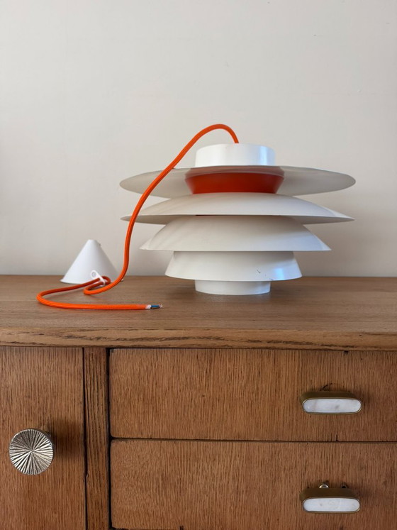 Vintage Verona pendel 5 disks - Nordisk Solar Compagni - Sven Middelboe, Pendant lamps, Aluminium, Orange (photo 9 of 13)