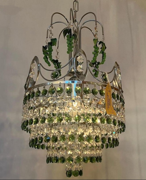 Vintage Green Grapes Chandelier Pendant Lamp Crystal
