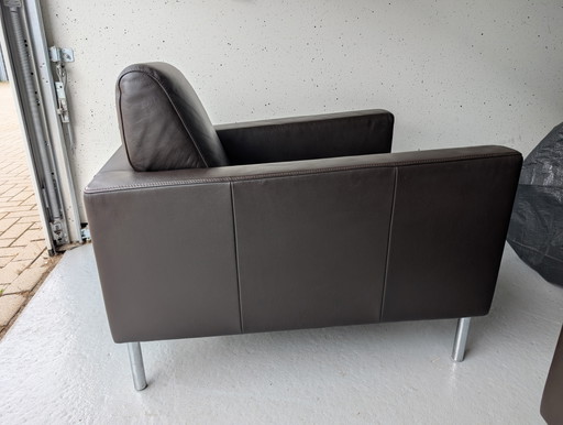 2x De Sede DS-4 Design-Sessel, dunkelbraunes Leder