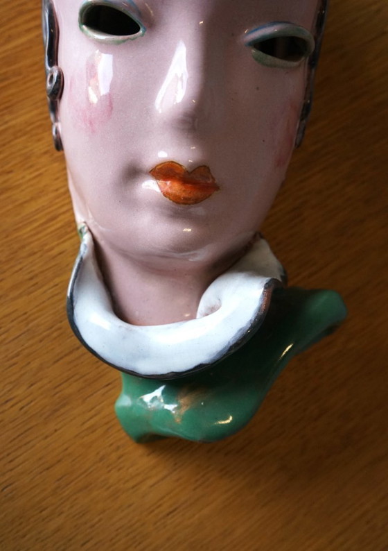Image 1 of Art Deco signed Ceramic Mask by Domien Ingels 1930s