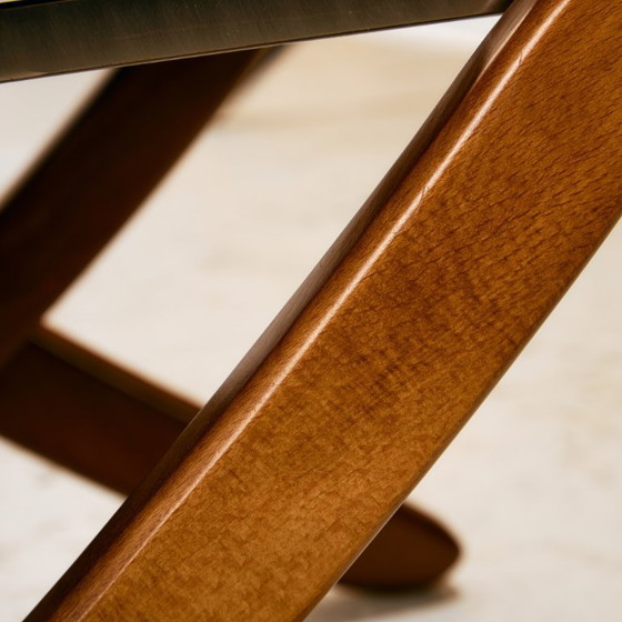 Image 1 of MK11199 Poltrona in faggio con rivestimento in pelle