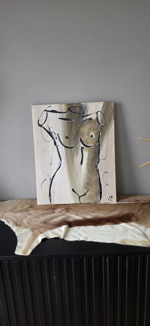 Painting by C.M. Leushuis - Torso (including certificate)