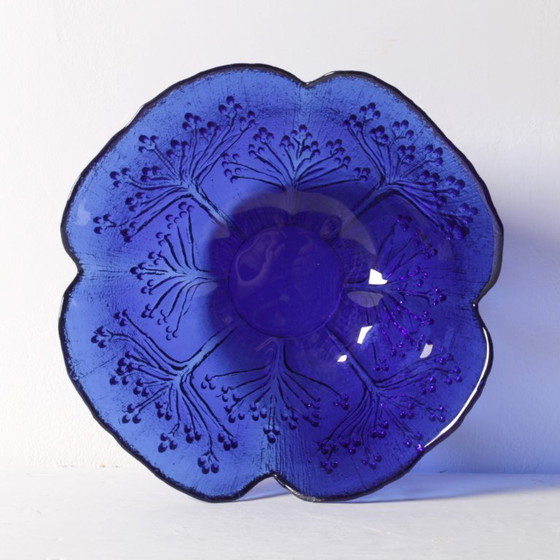 Image 1 of Kobaltblauwe vintage glazen kom / koepeterselie Design door Pertti Kallioinen / Finland / jaren 1970